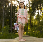 Комплект розовый блузка+шорты