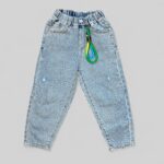 Светло-синие джинсы на резинке